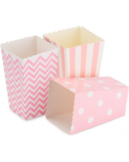 Favors Popcorn Boxes- Pink Trio (36 Pack) Polka Dot- Chevron- Stripe Treat Boxes - Small Movie Theater Popcorn Paper Bags for...