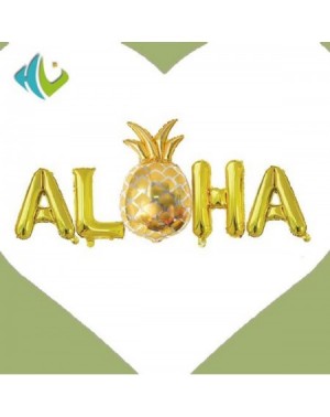 Balloons ALOHA Balloons with Pineapple Hawaiian Party Foil Balloons 16Inch Metallic Mylar Balloon for Hawaii Tropical Celebra...