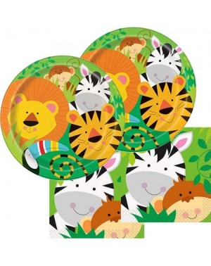 Party Packs Animals Plates and Napkins Paper Wild One Party Supplies Zoopals Zoo Pals Baby Safari Jungle Animal- 16 Serves - ...